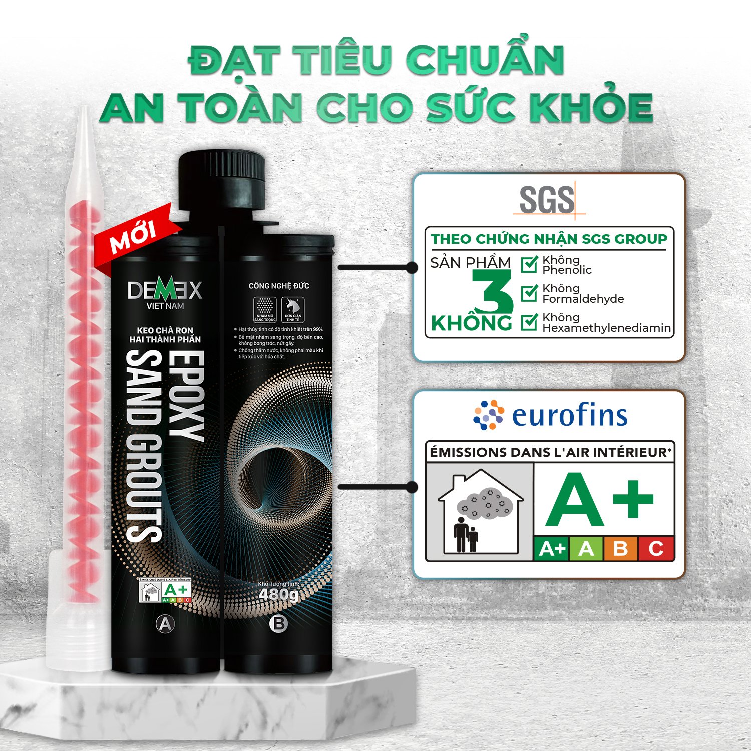 tiêu chuẩn chai keo chà ron nhám mới