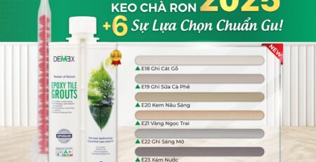 Bảng màu keo chà ron mới Epoxy bóng Demex 2025