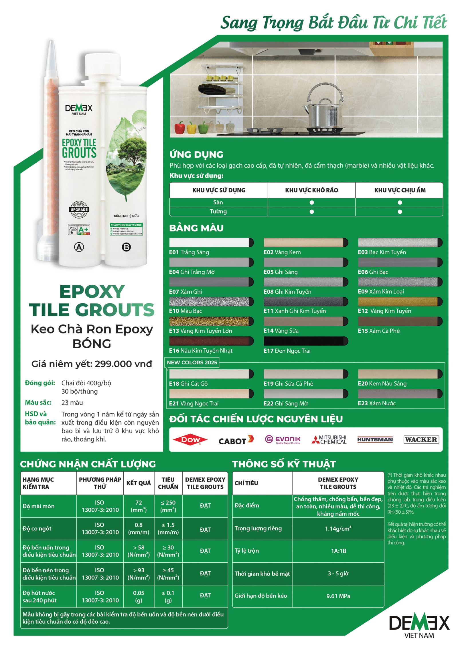 Bảng giá keo chít mạch Demex 2025
