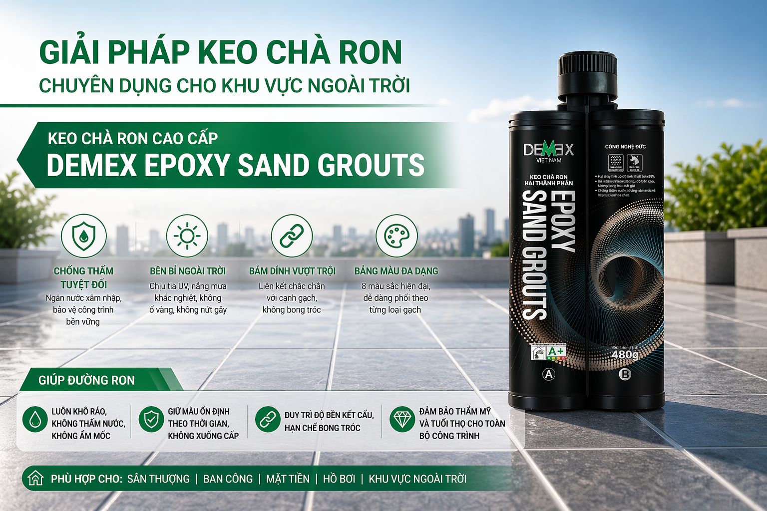 Keo chà ron cao cấp Demex Epoxy Sand Grouts