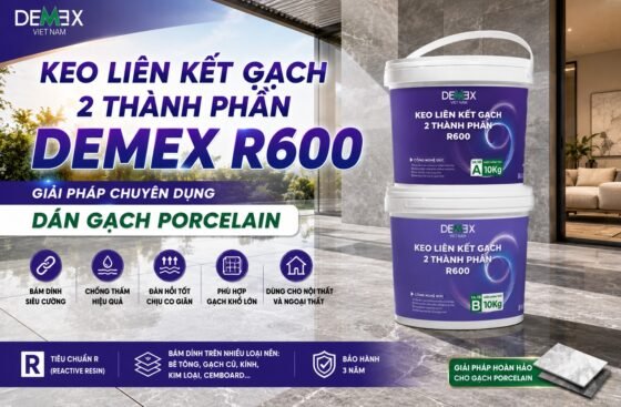 Keo liên kết gạch hai thành phần Demex R600: Giải pháp chuyên dụng dán gạch Porcelain
