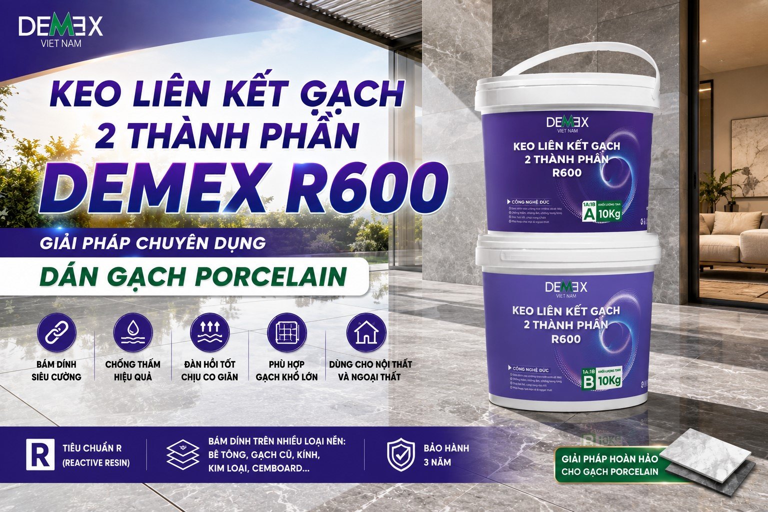 Demex R600 chuyên dụng dán gạch Porcelain