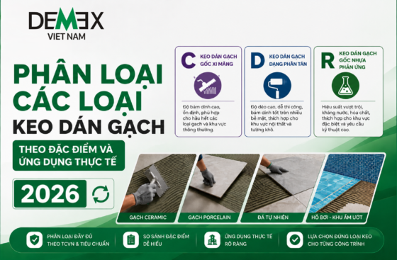 Cập nhật các phân loại keo dán gạch 2026 theo đặc điểm và ứng dụng thực tế